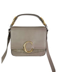 Chloe Shiny Calfskin Suede Small C Motty Gray Shoulder Bag