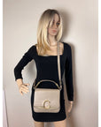 Chloe Shiny Calfskin Suede Small C Motty Gray Shoulder Bag