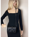 Prada City Calfskin Saffiano Studded Cahier Crossbody Bag